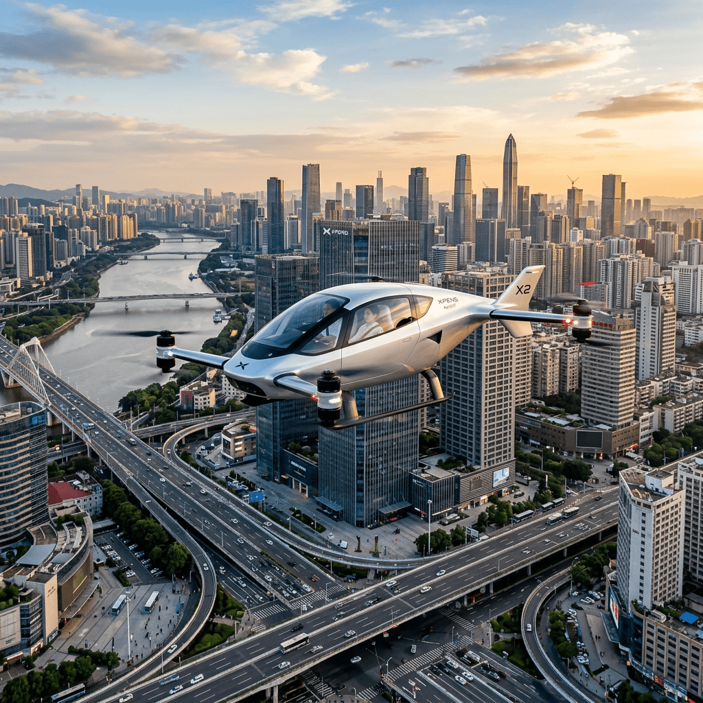 Xpeng prevé iniciar la producción masiva de coches voladores y robots humanoides antes de 2027