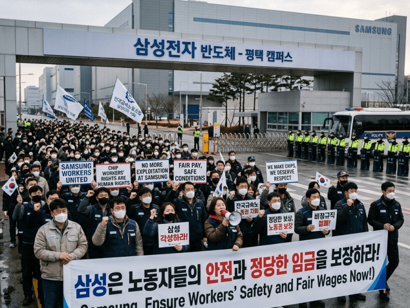 Las protestas laborales afectan a la producción de chips de Samsung en Corea del Sur