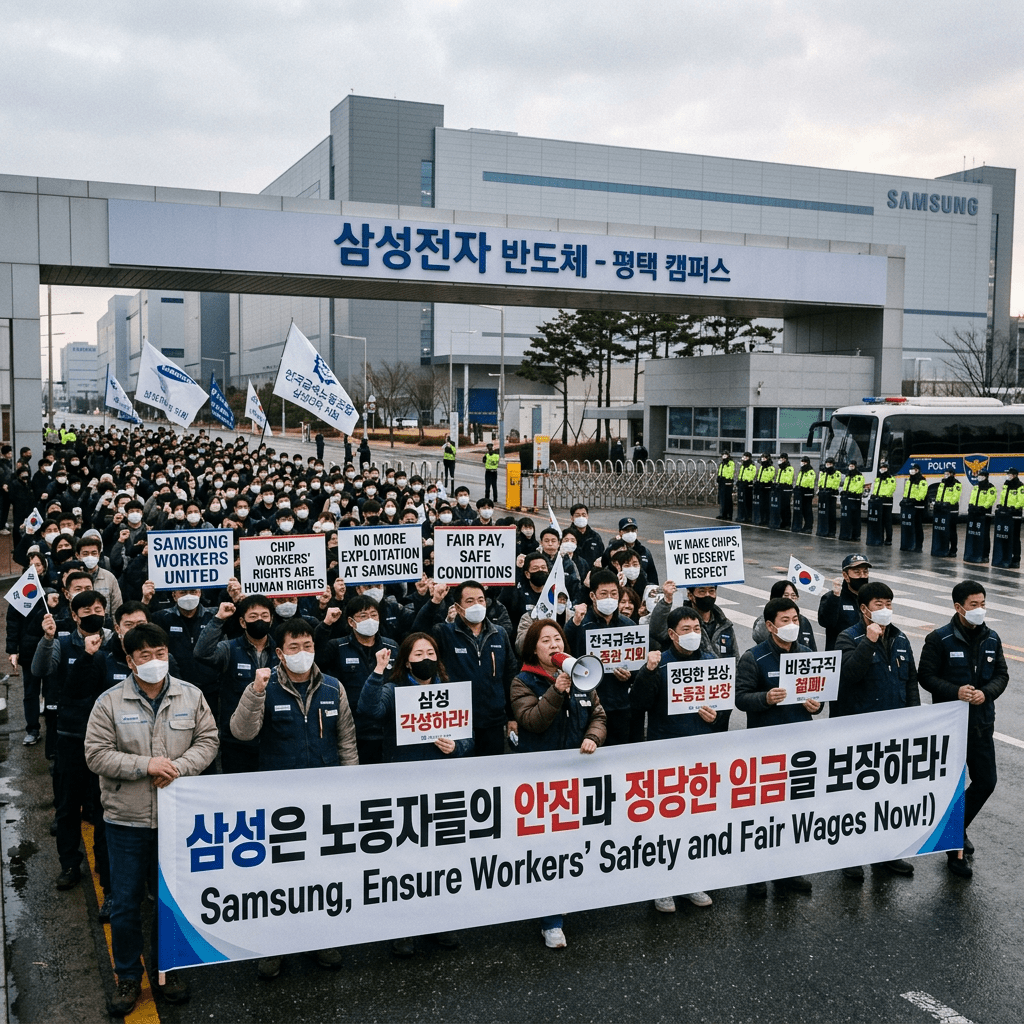 Las protestas laborales afectan a la producción de chips de Samsung en Corea del Sur