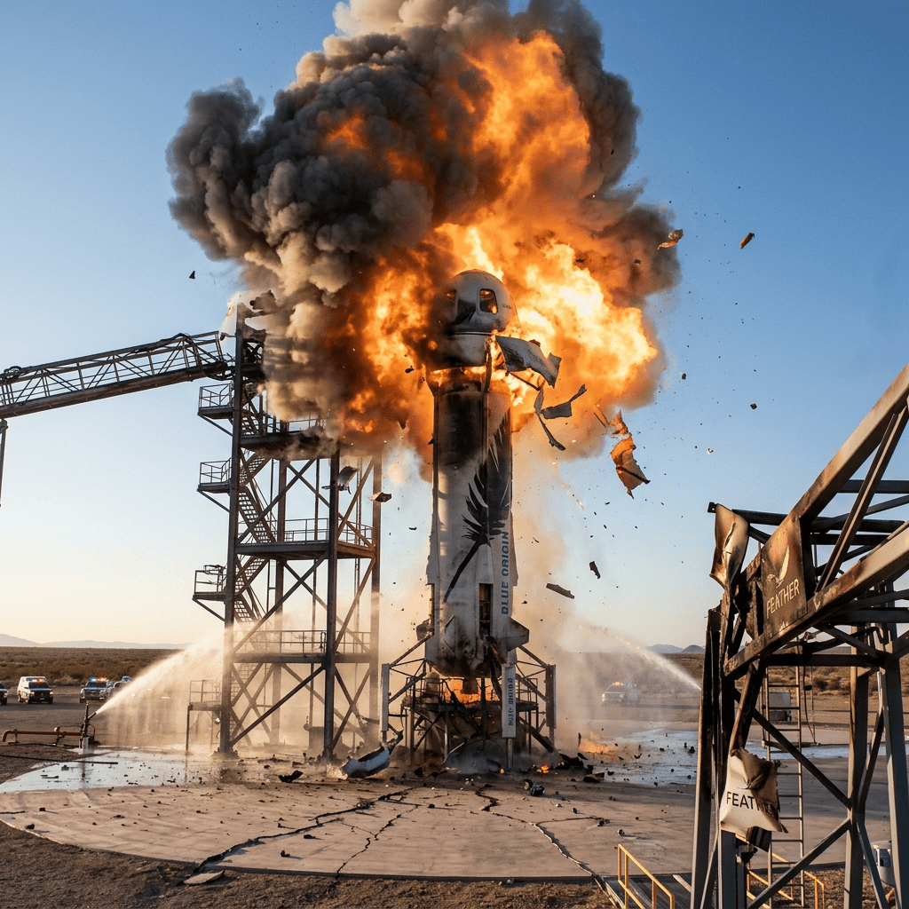 Blue Origin sufre un duro revés tras la explosión de un cohete que daña gravemente su plataforma de lanzamiento